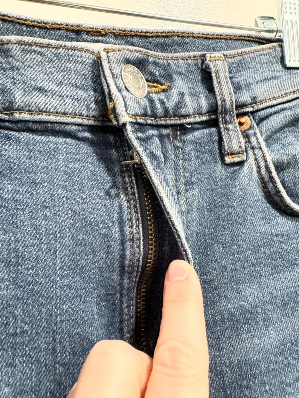 Re/Done RE/DONE High Rise Stretch Reissue Stovepipe Denim 25 Straight Leg 90s - Picture 5 of 9